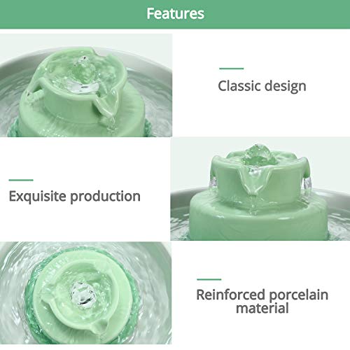 Cupcake Cat Water Fountain Porcelain, Cat Fountain for Dog and Cat (Green) - Image 3