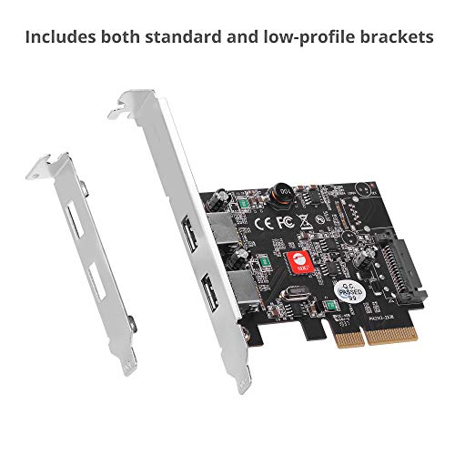 Siig Usb 3.1 2-Port Pcie Card, Pcie 3.0 X4 To Two Usb 3.1 Gen 2 Type-A, 10Gbps & 5V/900Ma Per Port,Uasp,Over-Current Protection,Asmedia Asm3142 Chipset,Dual-Profile Brackets Ju-P20912-S2 #TOP4