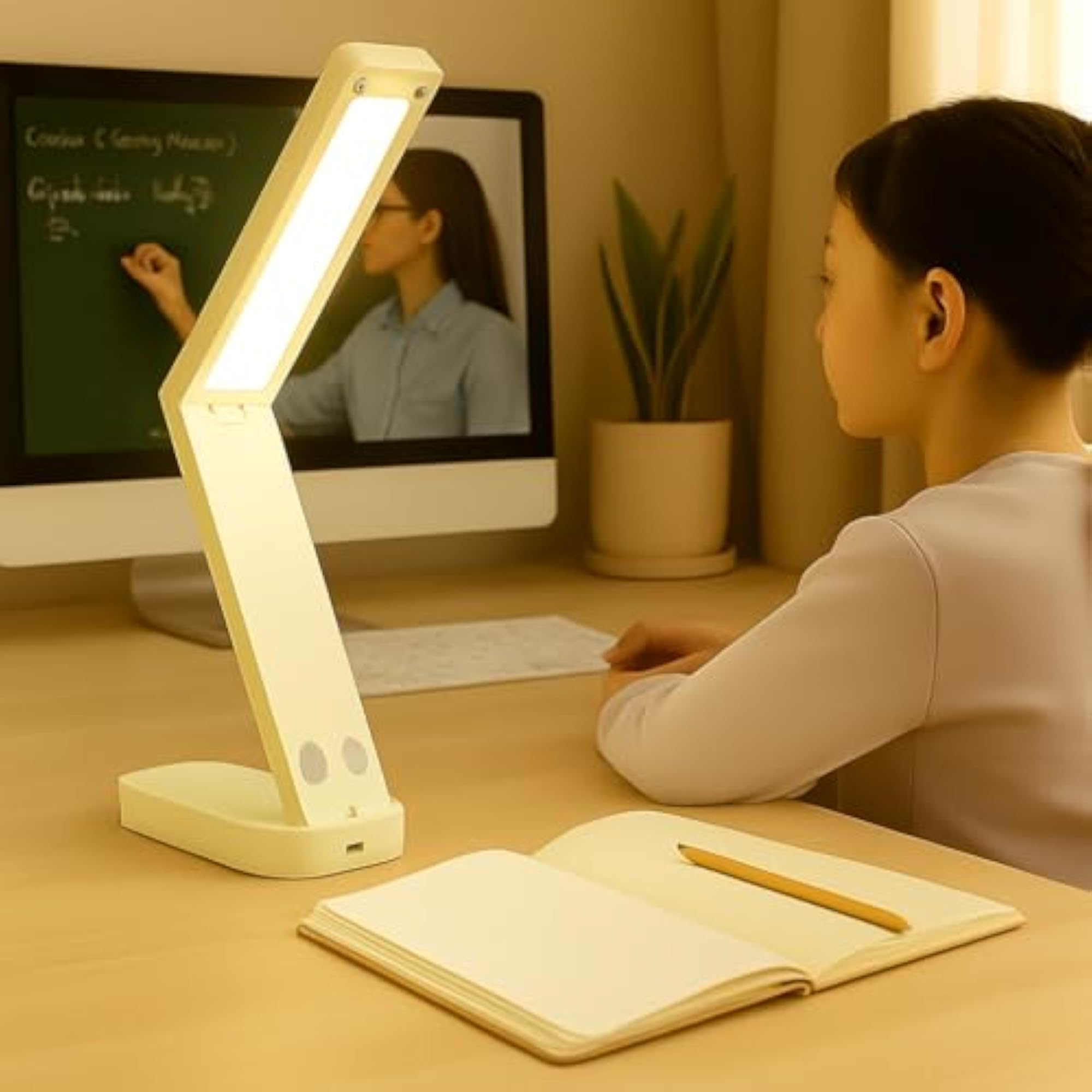 Adjustable LED Desk Lamp, Foldable Rechargeable Light