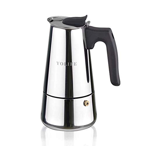 YOLIFE Stainless Steel Stovetop Espresso Maker Moka Pot Italian Coffee Maker 4CUP 1Cup 50ml 200ml 7oz