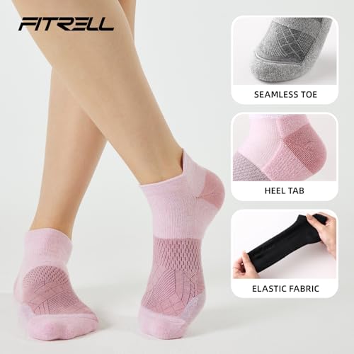 Image of FITRELL 5-6 Pairs Ankle Running Socks for Women Athletic Cushioned Low Cut Tab Sports Socks