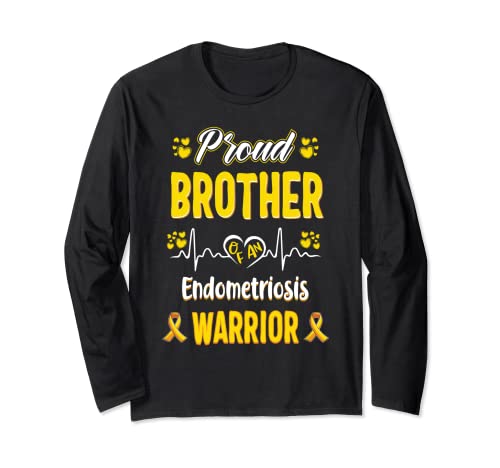 proud Brother Endometriosis warrior awareness ribbon Yellow Manga Larga