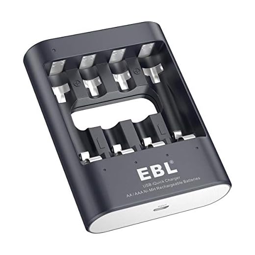 EBL 40Min iQuick Smart Individual Battery Charger with USB Port for AA AAA Ni-MH Rechargeable Batteries