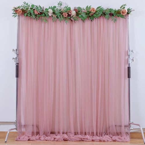 Image of 2pcs Backdrop Decoration Net Tulle Large Size, Nylon Made, Reusable, Soft, Wrinkled Free, 8 x 5 ft Each, Cabana Tent Party Decoration Items for Birthday, Anniversary (Baby Pink)