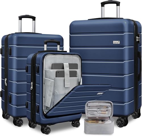 SmileLine 3-Piece Navy Blue Luggage Set with Spinner