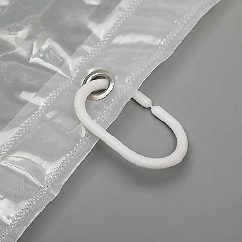Clear Shower Curtain Liner, 180 x 180 cm PEVA Waterproof Bathroom Plastic Shower Curtain with Metal Grommets and Plastic Hooks, 71 x 71 Inches
