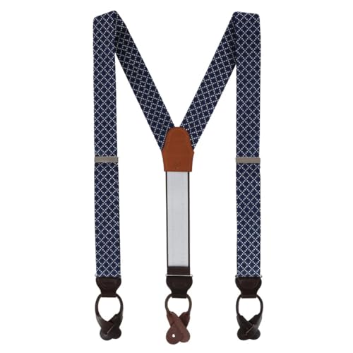 Trafalgar Men's Rowan Geometric Pattern Silk Button End Braces (Suspenders),