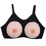 Silicone Breast Forms with Bra, A-KK Cup Strap-on Fake Boobs for Crossdresser Transgender Mastectomy,I Cup,Black