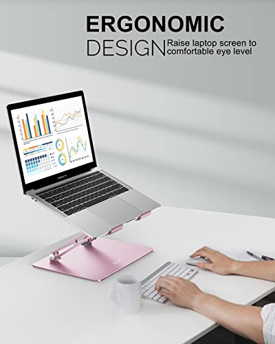 Jczt Adjustable Laptop Stand For Desk, Portable Laptop Riser, Aluminum Laptop Stand Foldable, Ergonomic Computer Notebook Stand Holder For Macbook Air Pro, Dell, Hp 10-16'', Rose Pink #TOP3