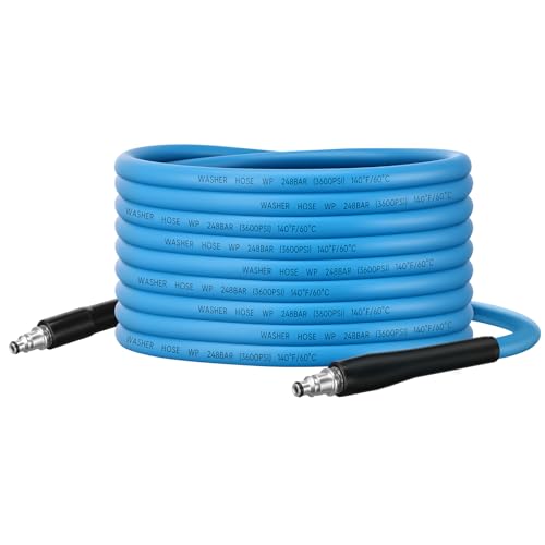 Ampvolts Tubo Alta Pressione 10M Anti-Piega per Bosch AQT Aquatak – 250 Bar / 3600 PSI Tubo Flessibile di Ricambio per Idropulitrice Jet Wash, Attacco Rapido, Uso in Tutte le Stagioni, Blu