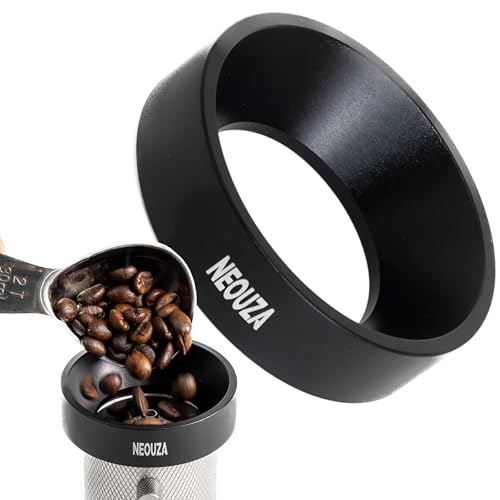 NEOUZA Manuell kaffekvarn trattring, kompatibel med de flesta handslipar, aluminium hälla över kaffetillbehör (svart)