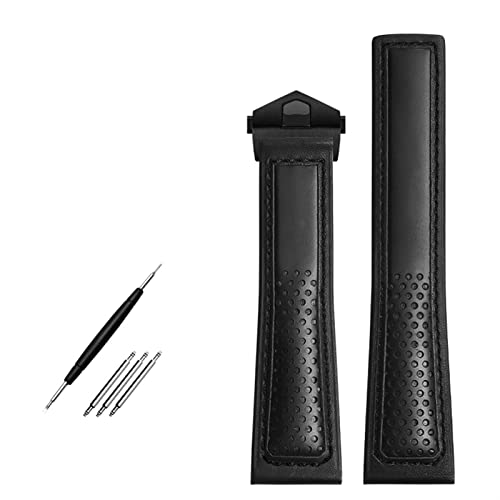 Sangle de montre en cuir de vache 22 mm avec points rouges