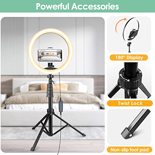 Eicaus 10'' Selfie Ring Light With 62'' Tripod Stand, Phone Ringlight With Remote And Phone Holder, Lighting For Video Recording Compatible With Iphone/Android #TOP4