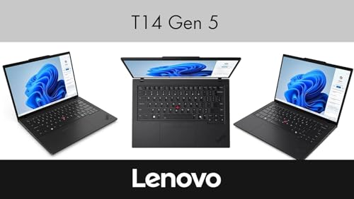 Image of Lenovo ThinkPad T14 Gen 5 AI Business Laptop 14.0 inch IPS FHD+ (Intel Core Ultra 7 155U(>i7-13700H), 32GB DDR5, 1TB SSD, Copilot, Backlit KB, Fingerprint, 2 Thunderbolt 4, 5MP Webcam, DKZ Hub, Win11P)