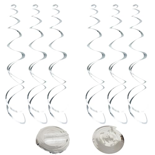 36 Pieces Hanging Swirl Decorations Party Streamer,Ceiling Streamers Ceiling Decorations Hanging for Birthday Party, Wedding, Graduation Party Baby Shower Party Supply,Silver