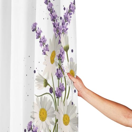 Rideau de douche lavande 183x183 cm en polyester avec 12 œillets - 5