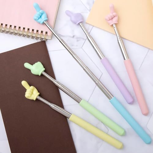 عصا مؤشر اصبع للمعلمين من 5 قطع - مؤشر تلسكوبي للمعلمين للفصول الدراسية، عصا مؤشر يد صغيرة قابلة للتمدد للمدرسة الابتدائية ورياض الاطفال (5 قطع)