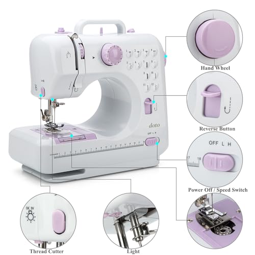 Mini Sewing Machine For Beginner By Doto - Small Electric Sewing Machines With 2 Speed 12 Built-In Stitch Patterns DT-054-UK-A11 - 6