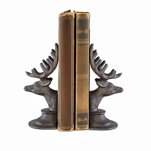 Remenna Decorative Bookend Deer Head Antler Book Ends Heavy Duty