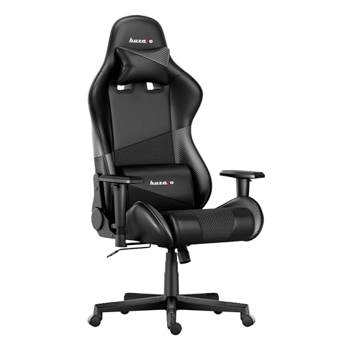 huzaro Force 6.2 Carbon | Chaise Gamer | Fauteuil PC Gaming | en Cuir écologique | Tissu HD | Charge jusqu'à 130 kg | Appuie-tête | Soutien Lombaire | Ergonomique | Noir