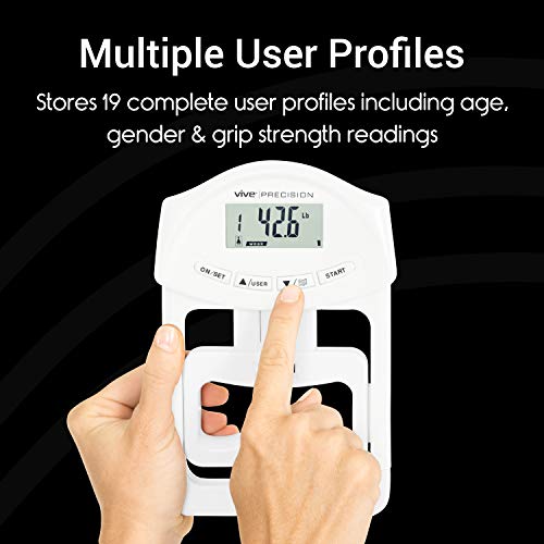 Vive Precision Grip Strength Tester - Dynamometer Trainer For Hand Measurement - Digital Gripper Meter For Forearm, Finger Measuring Or Training - Gripping Strengthener For Athletes, Home, Car, Clinic #TOP4