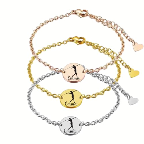 Javelin Bracelet with Engraved Name, Track & Field Jewelry