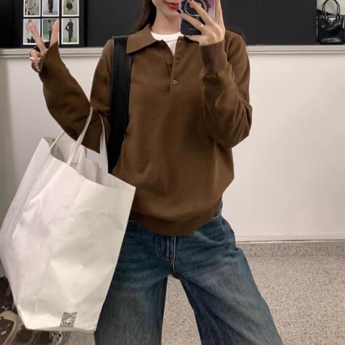 MOLERFO Collared Sweaters Women Light Polo Sweater Fall Pullover Long Sleeve Polo Shirts Knit Sweater4