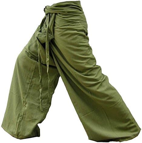Yoga Pants Fisherman Trousers Day-to-day Relaxation Wear Around the House Plus Size Color Solid Olive