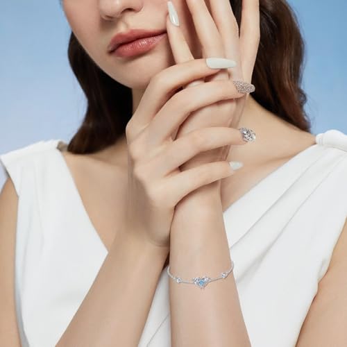 Natural Blue Topaz Dolphin Bracelet for Women 925 Sterling Silver Double Dolphins Bracelet Dolphin Jewelry Birthday Gifts for Women2