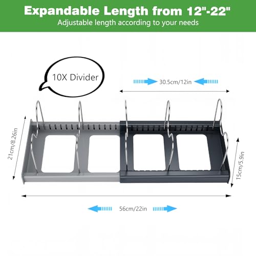 nutmanel Rangement Poele, Extensible Porte Casseroles Support, Tiroir Organiseur de Poêle, ABS, range couvercle Avec 10 Séparations Réglables, Pour rangement ustensiles de cuisine – vue 4