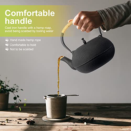 Image of suyika Japanese Tetsubin Tea Kettle Cast Iron Teapot with Stainless Steel Infuser 60 oz /1800 ml