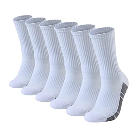 GAXIDES White Socks for Mens and Womens 3 Pairs Compression Arch Support Hiking Walking Socks Winter Warm Moisture Wicking Cushion Running Athletic Socks White M Cover