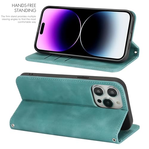 Jaorty Wallet Case for iPhone 14 Pro Max with Card Holder,Matte Cyan - image 7