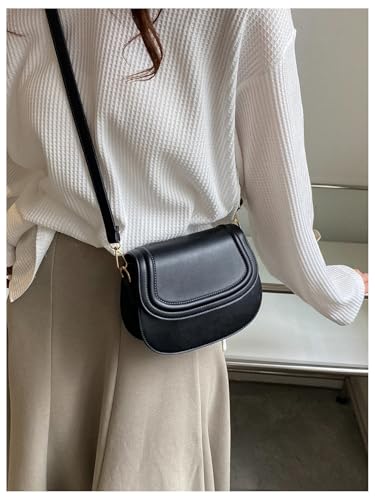 SHENHE Women's PU Leather Small Flap Saddle Crossbody Shoulder Bag Purse with Adjustable Strap3