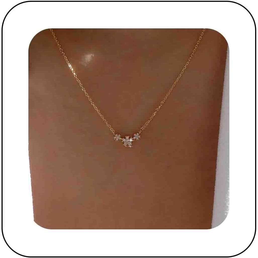 Bohemia Gold Cz Flower Choker Necklace Crystal Flower Pendant Necklace Tiny Flower Necklace Chain Minimalist Cz Crystal Necklace Jewelry for Women