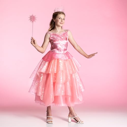 Disguise Wicked Glinda Costume for Girls, Deluxe Official Wicked Pink Glinda Costume Dress, Kids Size (7-8) by Disguise - Image 4