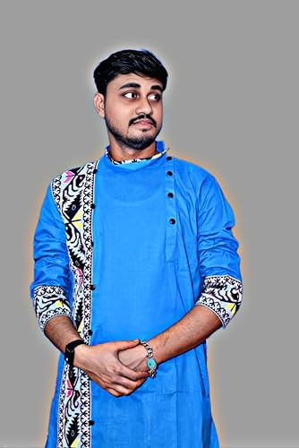Image of Pure Cotton Full Sleeves Kurta with dupion silk Dhoti pant set (701)