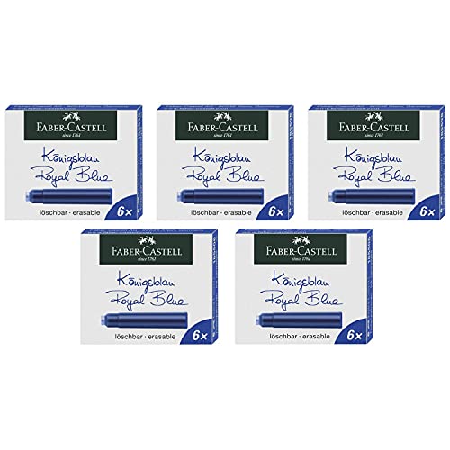 Cartouches Faber-Castell bleu royal effaçable lot de 5 étuis standard