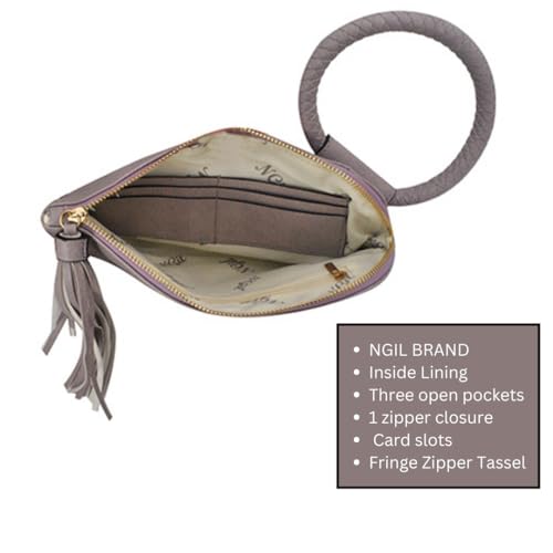 Image of NGIL Faux Leather Mini Wristlet Purse | Women's Handbag, Fashion Wristlet Wallet, Compact Everyday Purse with Fringe Tassel