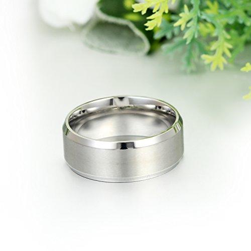 JewelryWe Sieraden 8 mm herenring, gepolijste huwelijksverlovingsringen, partnerringen, roestvrij stalen ring, zilveren… - Image 5
