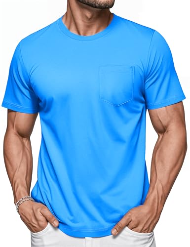 MAGCOMSEN Mens Pocket Tee Shirts Cotton Crew Neck Short