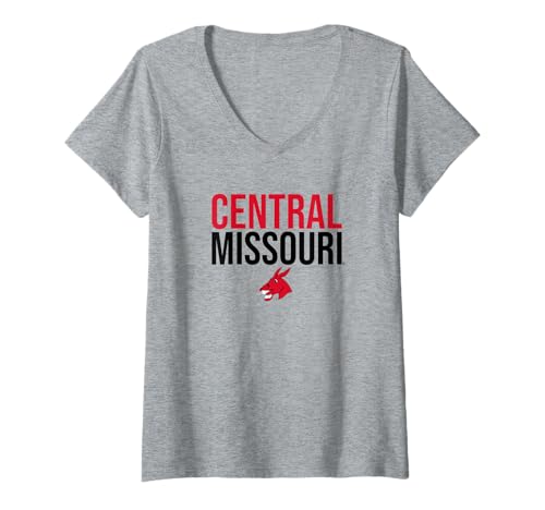 Womens University of Central Missouri UCM Mules Stacked V-Neck T-Shirt