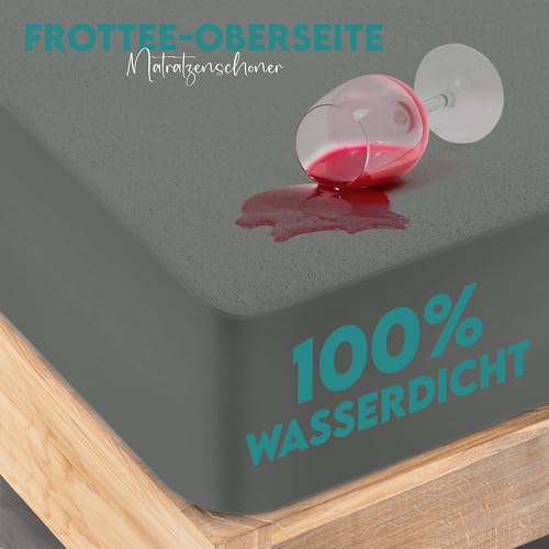 Wasserdichter Matratzenschoner 140 x 200 x 30cm, matratzenschutz (Grau) – Ansicht 3