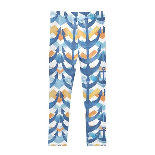 KLL Watercolor Navy Blue Ocean Little Girls Basic Leggings Fashion High Waisted Yoga Pants Sports2