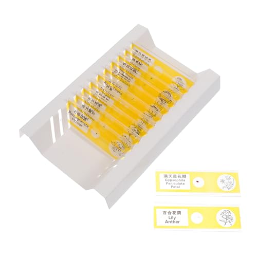 NUOLUX 1箱 プラスチック製顕微鏡スライド 向け生物標 英語ラベル付き 素材 無鋭利エッジ 学習観察用 教育用標