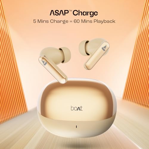 Image of Boat Airdopes 301, 75H Battery, 4Mics ENx, ASAP Charge,Low Latency, IPX5, Stream Ad Free Music via App Support, Bluetooth Earbuds, TWS Ear Buds Wireless Earphones with mic (Sunset Blush)
