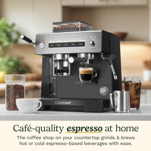 Cuisinart Espresso Bar Grind & Brew Espresso Machine, 16 Grind Settings from Fine to Coarse, Makes Hot or Cold Cafe-Quality Beverages at Home Including Cappuccino, Lattes and Cold Coffee, EM-640 by Cuisinart - Image 2