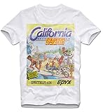 Gerader lässiger Schnitt T Shirt California Games Winter Commodore Amiga C64 Gaming Gamer Nerd Hacker Retro Vintage XL