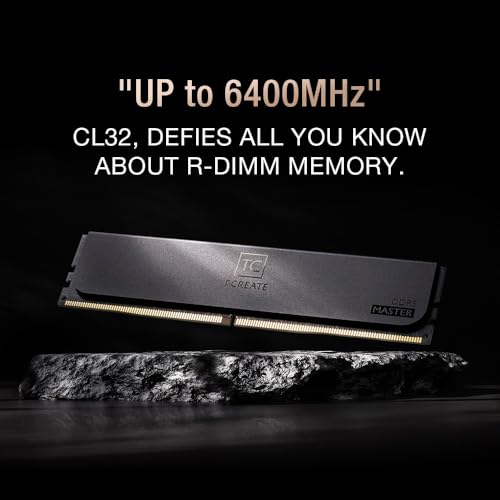 Image of TEAMGROUP T-Create Master Overclocking DDR5 R-DIMM 96GB Kit (4 x 24GB) 6400MHz (PC5-51200) CL32 Hynix M-DIE Workstation Memory Module Ram Black - CTCMD596G6400HC32AQC01
