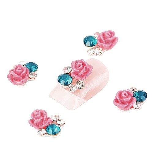 YESURPRISE New Trendy 10x Alloy 3D Flower Rose Bow Tie Rhinestones Nail Art Glitters Acrylic DIY Decoration Fashion Gift #11